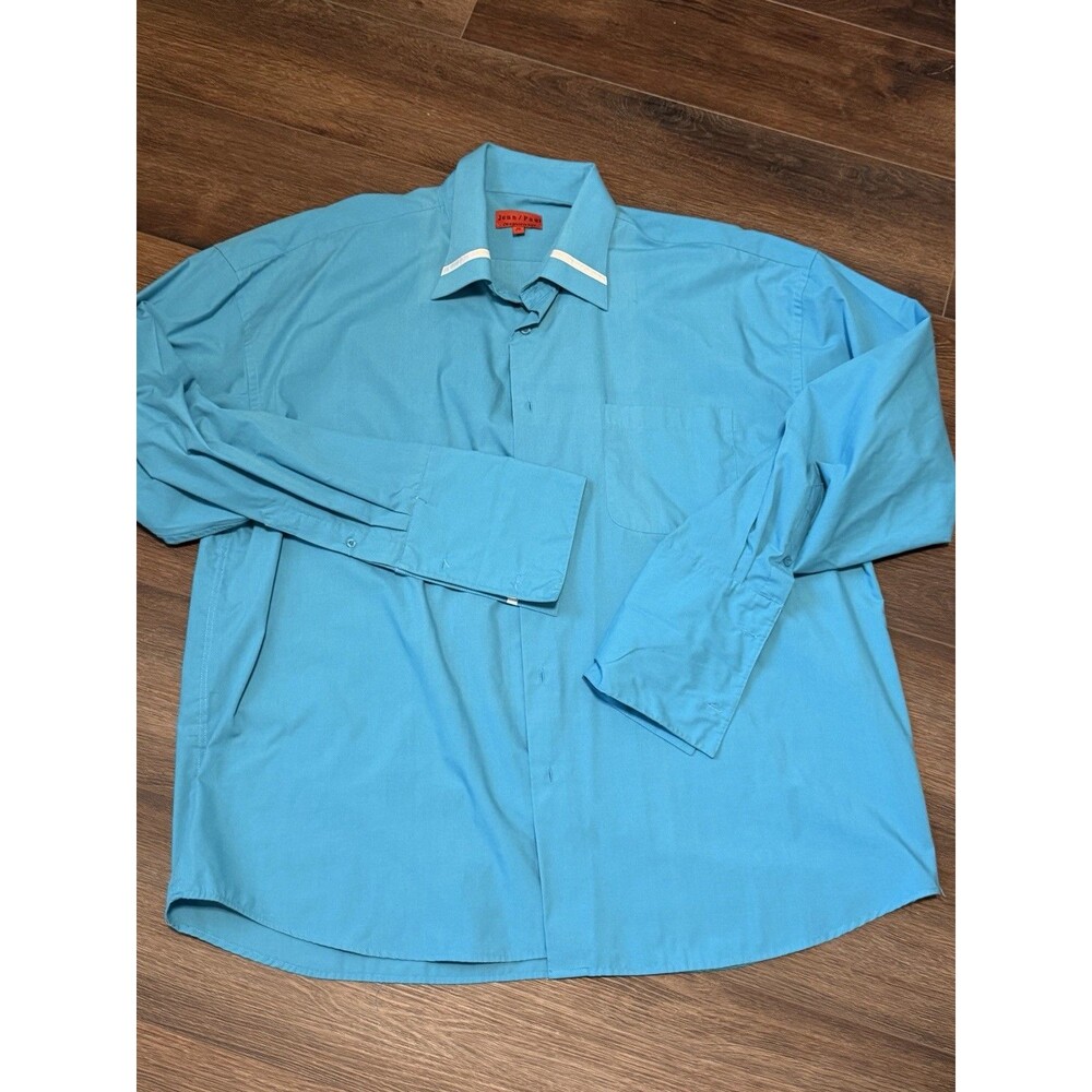 Jean/Paul Men's 3XL 19-19.5 Blue Designer Dress Shirt Hand Stitched Italian